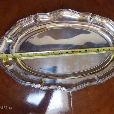 Lot-76 21 1/2" x 13" Silver Serving Platter Stamped 900