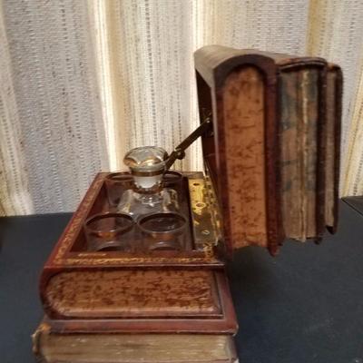 Lot-111 Hidden Mini Decanter & Shot Glasses In Books