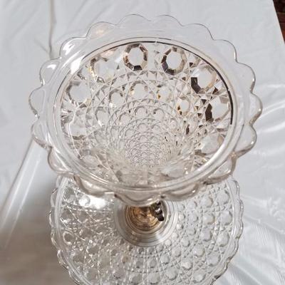 Lot-94 Vintage Footed Crystal Baccarat Bowl 2 Tier
