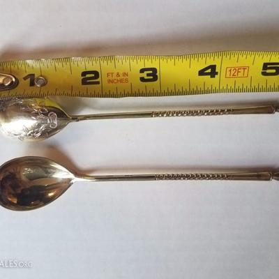 Lot-48 Set of 12 Stamped 84 Silver Spoons Au Gant Rouge in Case