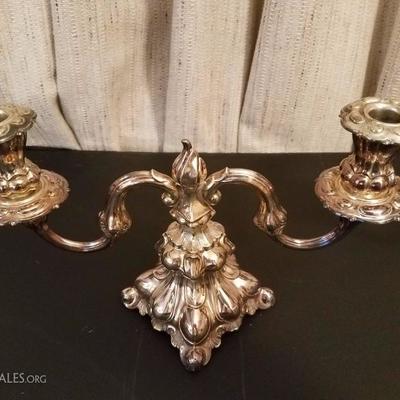 Lot-37 Pair of 8"  2-Candle Candelabra Silver Plate