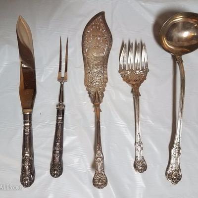Lot-65 5 Pc Fork, Knife, & Spoon Lot Silver Plate WT