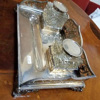 Lot-112 Silver & Crystal Ink Set Henry Wilkinson