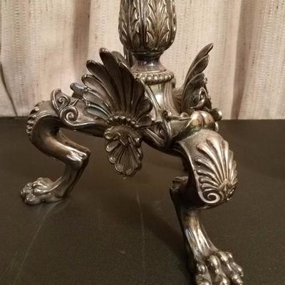 Lot-35 Pair 19th Century Elkington Claw Foot Candelabras 