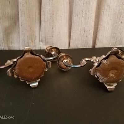 Lot-37 Pair of 8"  2-Candle Candelabra Silver Plate