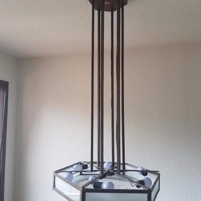 Lot-42 Hanging Hardwired Glass Light W/ Metal Framing