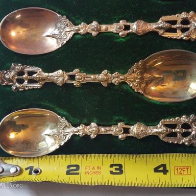 Lot-50 Set of 6 Chappel & Mantell CuillÃ¨res Ã  Entremets Spoons 32 Strand Case