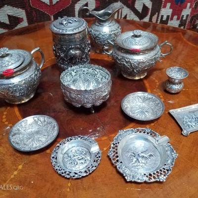 Lot-80 11 Pc Various Mixed Silver Plate Assortment (Teapot)