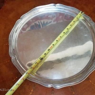 Lot-75 15 1/2" Silver Round Serving Platter Stamped 800