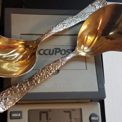Tiffany & Co Serving Spoons Sterling Grapes Pair 