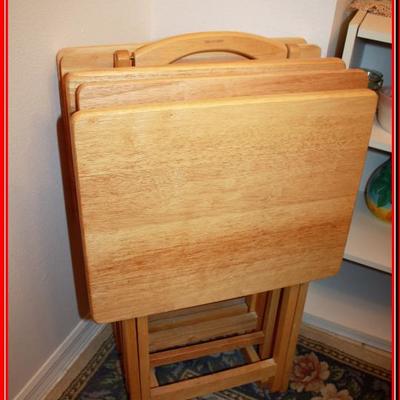 Wooden Tv Tray Tables and Stand - Lot 88
