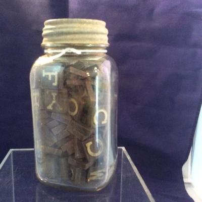 Vintage Scrabble Pieces in Ball Jar