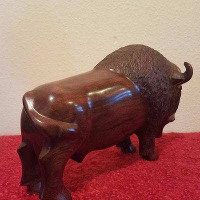Lot-C14 Carved Ironwood Buffalo Figure 