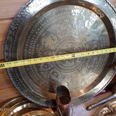 Lot-B59 12 Pc Brass Platter DÃ©cor Various Mixed Lot