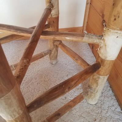 Lot A2 Single Rustic Log Bar Stool Fabric Covered Bear Print