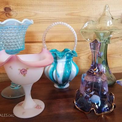 Lot-B20 11 Pc Assorted Fenton Glass Mixed Lot DÃ©cor 