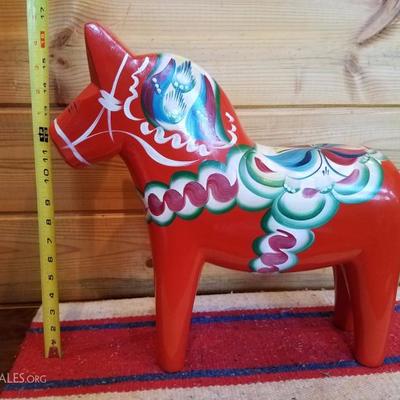 Lot-A22 DA NILS OLSSON Sweden Red/Orange Dala Wood Horse 17" Tall