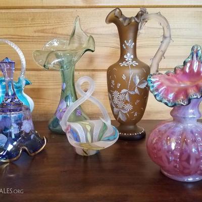 Lot-B20 11 Pc Assorted Fenton Glass Mixed Lot DÃ©cor 