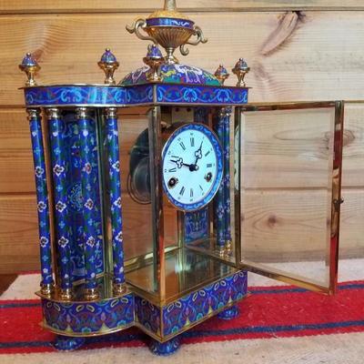 Lot-A15 Oriental Mantel Clock W/ Key People's Republic (Parts or Repair)
