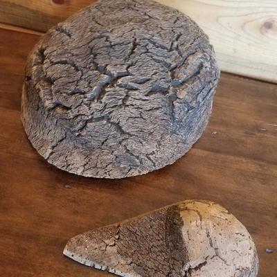 Lot-C20 2 Pc Decorative Primitive Cork Grinding Bowl 