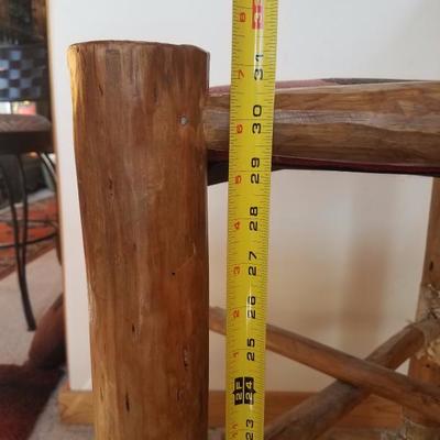Lot A2 Single Rustic Log Bar Stool Fabric Covered Bear Print