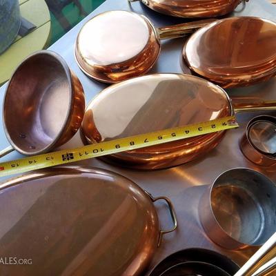 Lot-B3 17 Pc Copper Pan Assortment Used Mixed Lot
