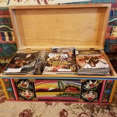 Lot-D9 Bright Country Hand Painted Wooden Trunk Chest