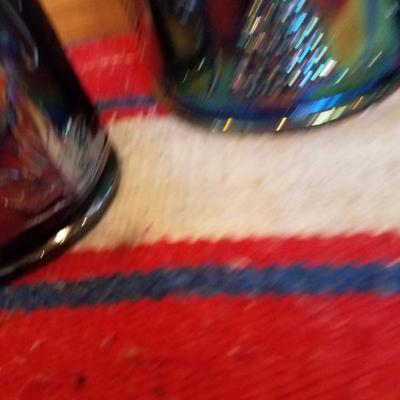 Lot-B14 4 Pc Indiana Carnival Glass Iridescent Harvest Grape Canister Jars