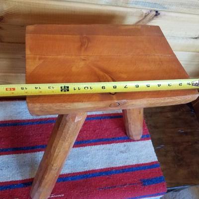 Lot-B39 3 Legged Hand Carved Wooden Split Log Stool