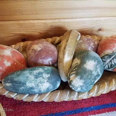 Lot-E2 Various Wooden & Terra Cotta Fruit In Baskets Lot