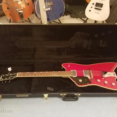 Lot-F6 Custom Left Hand Gretsch 6 String Guitar Red W/ Case Signed "Billy Bo"