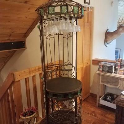 Lot-D5 Round Twisted Metal Wine Vineyard Bar