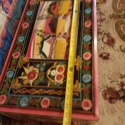 Lot-D9 Bright Country Hand Painted Wooden Trunk Chest