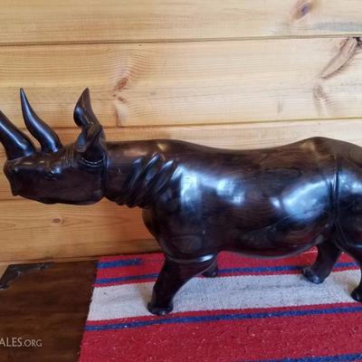 Lot-B36 Large Carved Ironwood Rhinoceros Figure