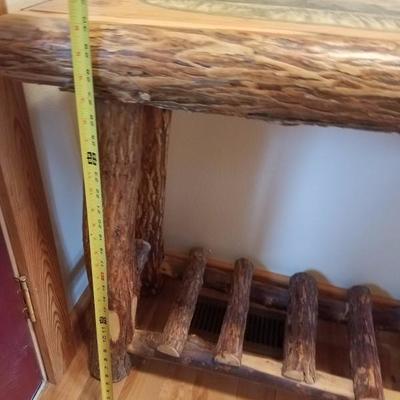 Lot-C8 Rustic Hand Painted Log Hall Table Woodland Design