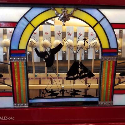 Lot-B31 Light up Rock 'n Roll Mozelle's Stained Glass Player Piano w/ Rolls