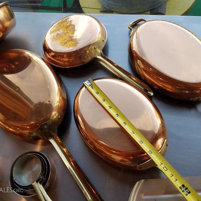 Lot-B3 17 Pc Copper Pan Assortment Used Mixed Lot