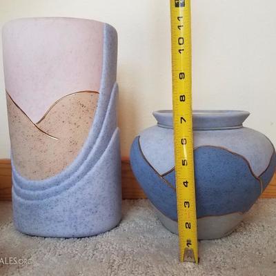 A4 2 Pc Southwest Pottery Artist Signed Decorative Vases