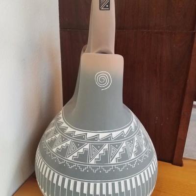 Lot-A10 Vintage Signed Handmade Southwest Pottery Wedding Vase