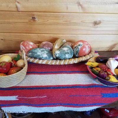Lot-E2 Various Wooden & Terra Cotta Fruit In Baskets Lot