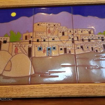Lot-B67 6 Tile Tecolote Southwest Art of Santa Fe Handpainted Design Dick Jupp