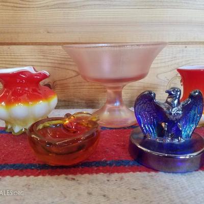 Lot-B55 5 pc Mixed Fenton Glass Assorted Lot