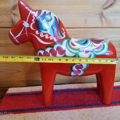 Lot-A22 DA NILS OLSSON Sweden Red/Orange Dala Wood Horse 17" Tall