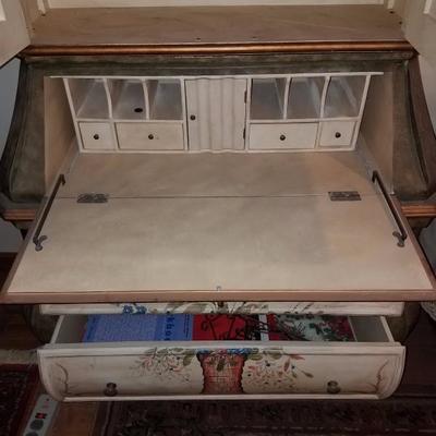 Lot-D13 Painted Double Drawer 2 Door Secretary Desk 82x42x18