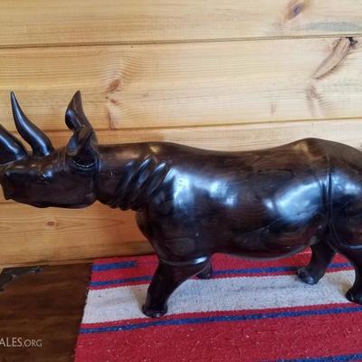 Lot-B36 Large Carved Ironwood Rhinoceros Figure
