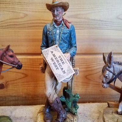 Lot-A17 3 Pc Western American Porcelain Figurines Collection
