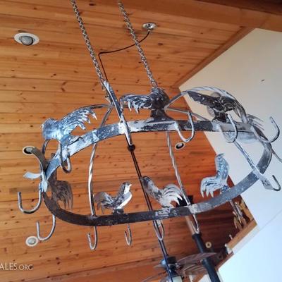 Lot A1 Country Rooster Kitchen Pot/Pan Hanging Organizer