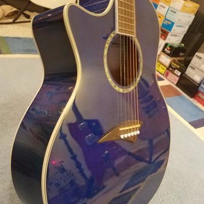 Lot-F10 Left Hand Blue Dean Acoustic Guitar w/ Case