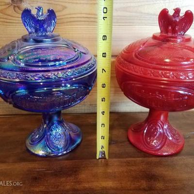 Lot-B63 Lot of 2 Fenton Glassware Candy Dish Bicentenial Bowls