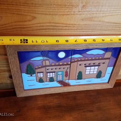 Lot-B68 2 Tile Tecolote Southwestern Art Santa Fe Handpainted Dick Jupp Design